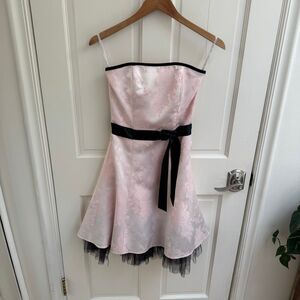 Vintage Jessica McClintock for Gunne Sax Pink Floral Strapless Cocktail Dress 3